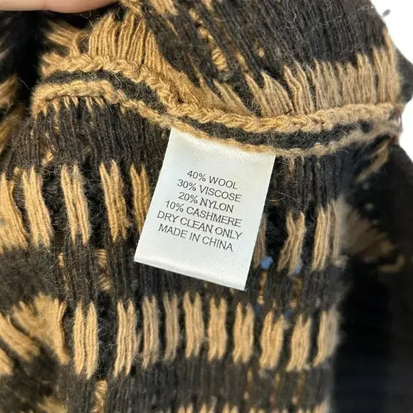 Tuckernuck Wool Cashmere Oversized Sweater Women's Sz M Pip Brown Tan Turtleneck - Picture 6 of 6